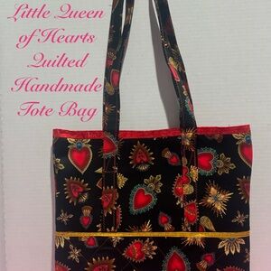 VALENTINE LITTLE QUEEN OF HEARTS QUILTED HANDMADE TOTE BAG
